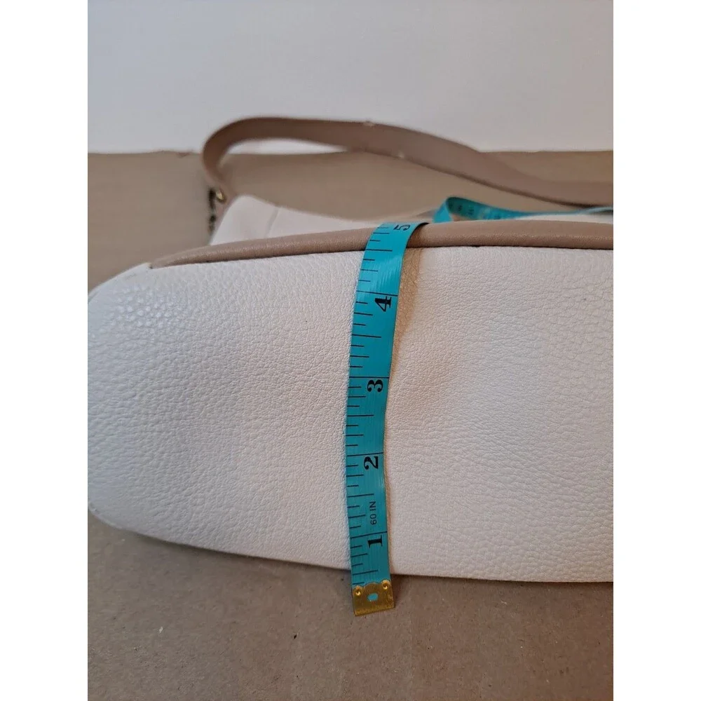 Elliot Lucca Pebbled Leather Coraline Hobo Bag Two-tone Beige Cream 12